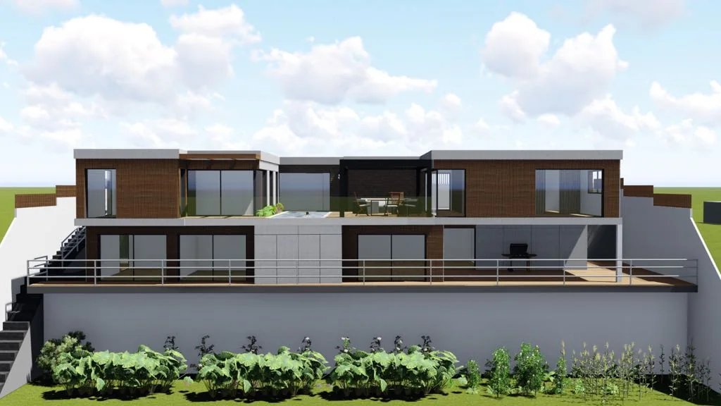 Vivienda modular en parcela en desnivel